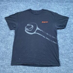Snap-on Tools Mens Black Graphic T-Shirt Wrench Bolt Wrap Around Design Large